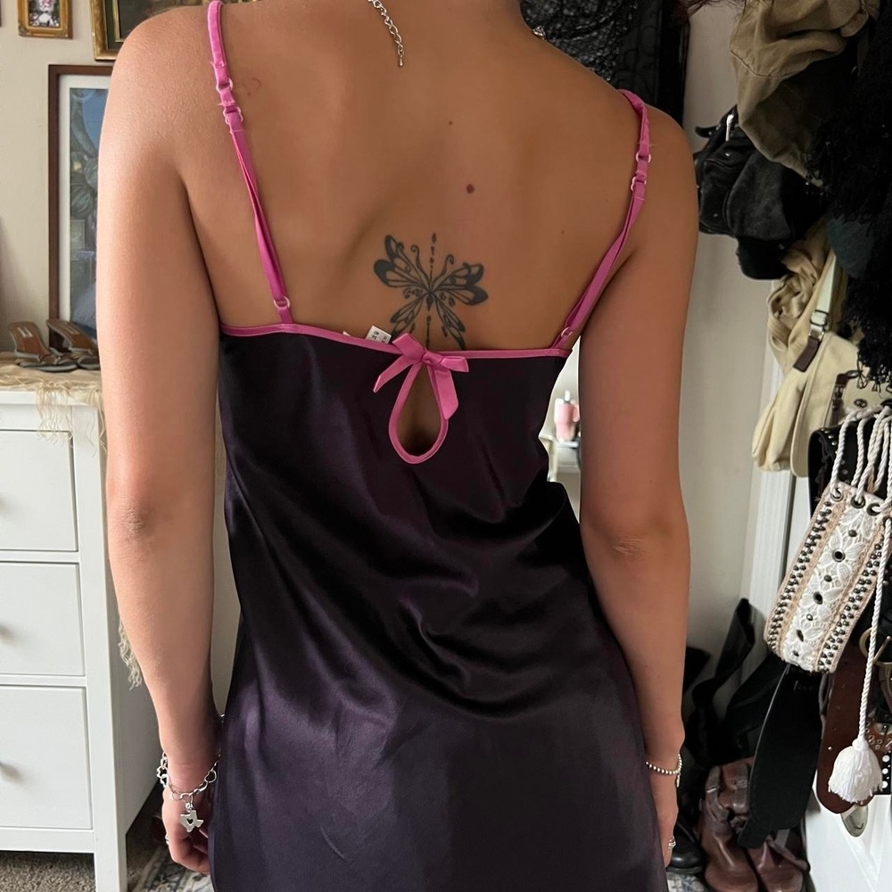 Darjeeling Purple Pink Floral Slip Dress Y2K Fairycore Italian Lingerie FR 36 - Picture 3 of 5